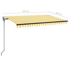 Vidaxl Automatická markíza, LED a senzor vetra 450x300 cm, žltá/biela