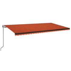 Vidaxl Automaticky zaťahovacia markíza 600x350 cm oranžová a hnedá