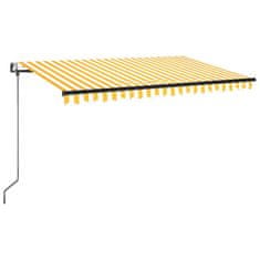 Vidaxl Automatická markíza, LED a senzor vetra 400x350 cm, žltá/biela