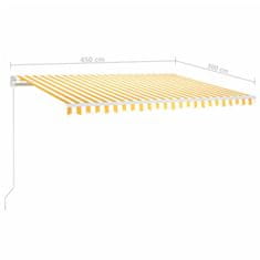 Vidaxl Automatická markíza, LED a senzor vetra 450x300 cm, žltá/biela