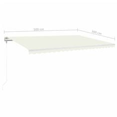 Vidaxl Automatická markíza, LED a senzor vetra 500x300 cm, krémová