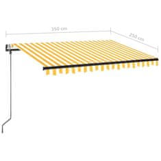 Vidaxl Automatická markíza, LED a senzor vetra 350x250 cm, žltá/biela