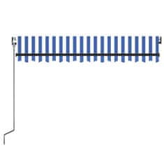 Vidaxl Automatická markíza, LED a senzor vetra 300x250 cm, modrá/biela