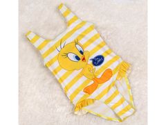 Zvláštne Melódie Tweety Dievčenské plavky, žlté plavky s pruhmi 6-8 lat 116-128 cm