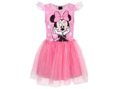 Disney DISNEY Myška Minnie Ružové šaty s tylom a krátkym rukávom, dievčenské šaty 8-9 lat 128-134 cm