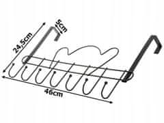 Verk  27217 Závesný vešiak na dvere 46 cm 7 háčikov, čierna