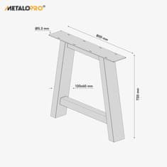 MetaloPro MetaloPro 2x Stolové nohy kovové Extreme, stabilné stolové podnože, stolové nohy čierne, stolové podnože do jedálne, Kovové nohy, Výška 72 cm