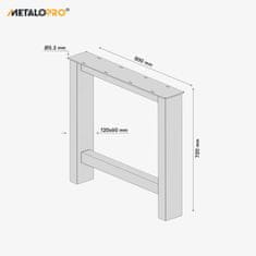 MetaloPro MetaloPro 2x Stolové nohy kovové Extreme, stabilné stolové podnože, stolové nohy čierne, stolové podnože do jedálne, Kovové nohy, Výška 72 cm