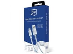 3MK 3mk Hyper Cable White Kábel USB-A na USB-C 60W 3A 1,2m 