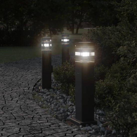 shumee Vonkajšia stojaca lampa so zásuvkou čierna 50 cm hliník