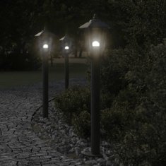 Petromila vidaXL Vonkajšie stojace lampy 3 ks čierne 80 cm nehrdzavejúca oceľ