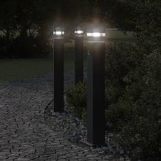 Petromila vidaXL Vonkajšie stojace lampy so senzorom 3 ks čierne 80 cm hliník