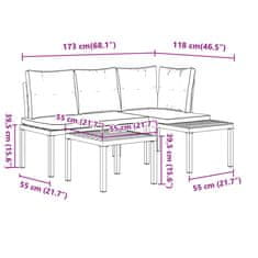 Petromila vidaXL Záhradné lavičky s vankúšmi 3 ks čierne práškovaná oceľ