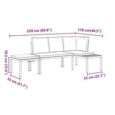 Petromila vidaXL Záhradné lavičky s vankúšmi 3 ks čierne práškovaná oceľ