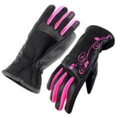 Cappa Racing Rukavice moto LADY koža / textil dlhé čierna / ružová M