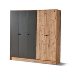 VerDesign VIDA päťdverová šatníková skriňa, pine/grey