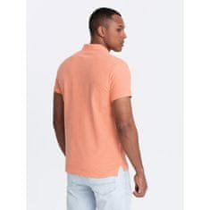 OMBRE Pánska jednofarebná polokošeľa BASIC pique knit peach MDN126169 S