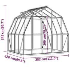 Vidaxl Skleník s podkladovým rámom, antracitový 6,43 m², hliník