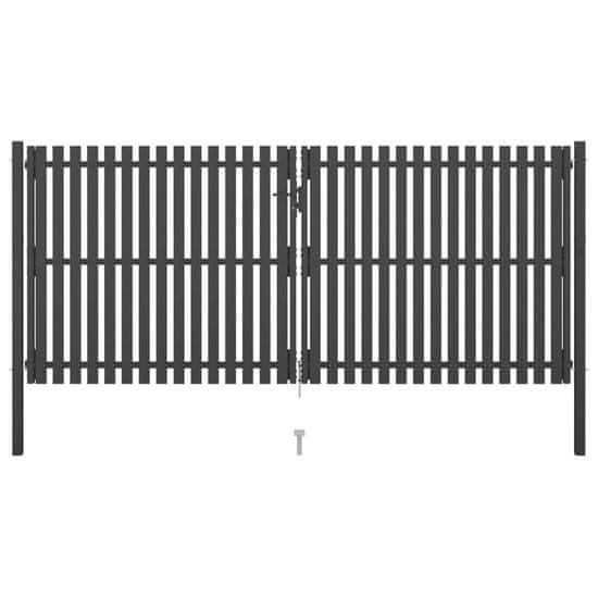 Vidaxl Záhradná plotová brána, oceľ 4x2 cm, antracitová