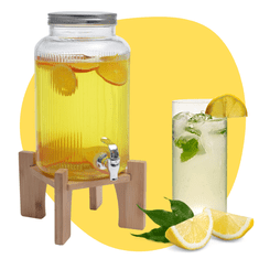 BOBIMARKET sklenená nádoba s vodovodným kohútikom nádoba so stojanom na vodu limonádu džús veľká 5,5l