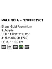 Nova Luce NOVA LUCE závesné svietidlo PALENCIA saténový zlatý hliník a akryl LED 11W 230V 3000K IP20 1703301201