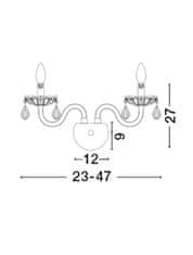 Nova Luce NOVA LUCE nástenné svietidlo VENEZIA chrómovaný hliník sklo a K9 krištáľy nastaviteľné E14 2x5 W IP20 bez žiarovky 536803