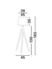 Nova Luce NOVA LUCE stojaca lampa ALMA prírodné drevo biele tienidlo čierny kábel E27 1x12W bez žiarovky 60201