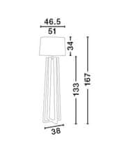 Nova Luce NOVA LUCE stojaca lampa ALMA prírodné drevo biele tienidlo čierny kábel E27 1x12W bez žiarovky 60202