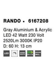 Nova Luce NOVA LUCE stropné svietidlo RANDO šedý hliník a akryl LED 42W 230V 3000K IP20 6167208