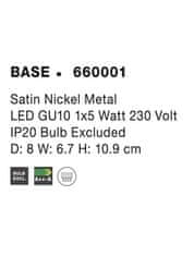 Nova Luce NOVA LUCE bodové svietidlo BASE nikel satén kov GU10 1x5W IP20 bez žiarovky 660001