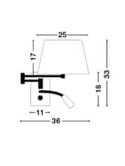 Nova Luce NOVA LUCE nástenné svietidlo CINGO chróm a biele tienidlo LED 3W 3000K E27 1x60W s vypínačom a čítacou lampičkou 6102682