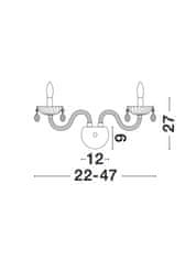 Nova Luce NOVA LUCE nástenné svietidlo ZENO chrómovaný hliník koňak sklo a K9 krištáľy nastaviteľné E14 2x5 W bez žiarovky 71231403