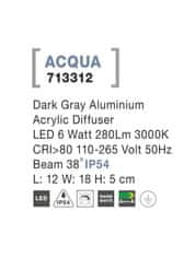 Nova Luce NOVA LUCE vonkajšie nástenné svietidlo ACQUA tmavo šedý hliník akrylový difúzor LED 5W 3000K 110-265V 38st. IP54 713312