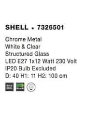 Nova Luce NOVA LUCE závesné svietidlo SHELL chrómovaný kov biela a číre štruktúrované sklo E27 1x12W 7326501