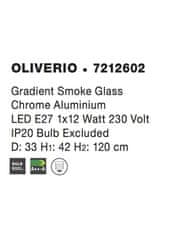 Nova Luce NOVA LUCE závesné svietidlo OLIVERIO dymové sklo s prechodom chrómovaný hliník E27 1x12W IP20 bez žiarovky 7212602