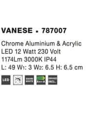 Nova Luce NOVA LUCE nástenné svietidlo nad zrkadlo VANESE chrómovaný hliník a akryl LED 12W 3000K IP44 787007