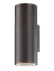 Nova Luce NOVA LUCE vonkajšie nástenné svietidlo NODUS antický hnedý hliník sklenený difúzor GU10 2x7W 220-240V IP54 bez žiarovky svetlo hore a dole 773224