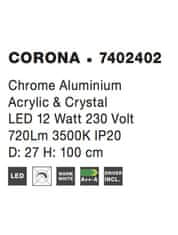 Nova Luce NOVA LUCE závesné svietidlo CORONA chrómovaný hliník akryl a krištáľ LED 12W 230V 3000K IP20 7402402