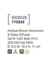 Nova Luce NOVA LUCE vonkajšie nástenné svietidlo NODUS antický hnedý hliník sklenený difúzor GU10 1x7W 220-240V IP54 bez žiarovky svetlo dole 773222