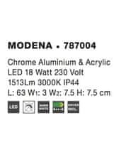 Nova Luce NOVA LUCE nástenné svietidlo nad zrkadlo MODENA chrómovaný hliník a akryl LED 18W 3000K IP44 787004