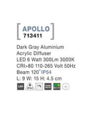 Nova Luce NOVA LUCE vonkajšie nástenné svietidlo APOLLO tmavo šedý hliník akrylový difúzor LED 5W 3000K 110-265V 120st. IP54 713411