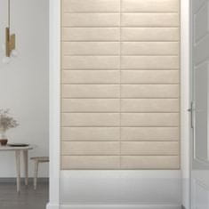 Vidaxl Nástenné panely 12 ks krémové 60x15 cm zamat 1,08 m²