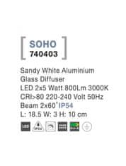 Nova Luce NOVA LUCE vonkajšie nástenné svietidlo SOHO biely hliník sklenený difúzor LED 2x5W 3000K 220-240V 2x60st. IP54 svetlo hore a dole 740403