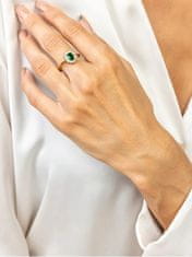 Marc Malone Trblietavý pozlátený prsteň so zirkónmi Harmony Green Ring MCR23051G (Obvod 57 mm)