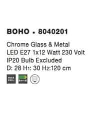 Nova Luce NOVA LUCE závesné svietidlo BOHO chrómové sklo a kov E27 1x12W 230V IP20 bez žiarovky 8040201