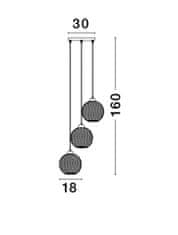 Nova Luce NOVA LUCE závesné svietidlo VIENTI tmavo šedé sklo a čierny kov E27 3x12W 230V IP20 bez žiarovky 8103994