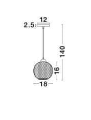 Nova Luce NOVA LUCE závesné svietidlo VIENTI modré sklo a čierny kov E27 1x12W 230V IP20 bez žiarovky 8103995