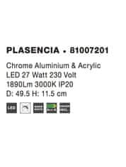 Nova Luce NOVA LUCE stropné svietidlo PLASENCIA chrómovaný hliník a akryl LED 27W 230V 3000K IP20 81007201