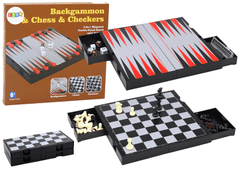 shumee Herná sada 3v1 Magnetická tabuľa Šach Dáma Backgammon