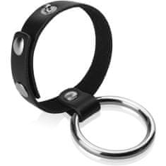 XSARA Kovový kroužek na penis a kožený ring na varlata - 74325957